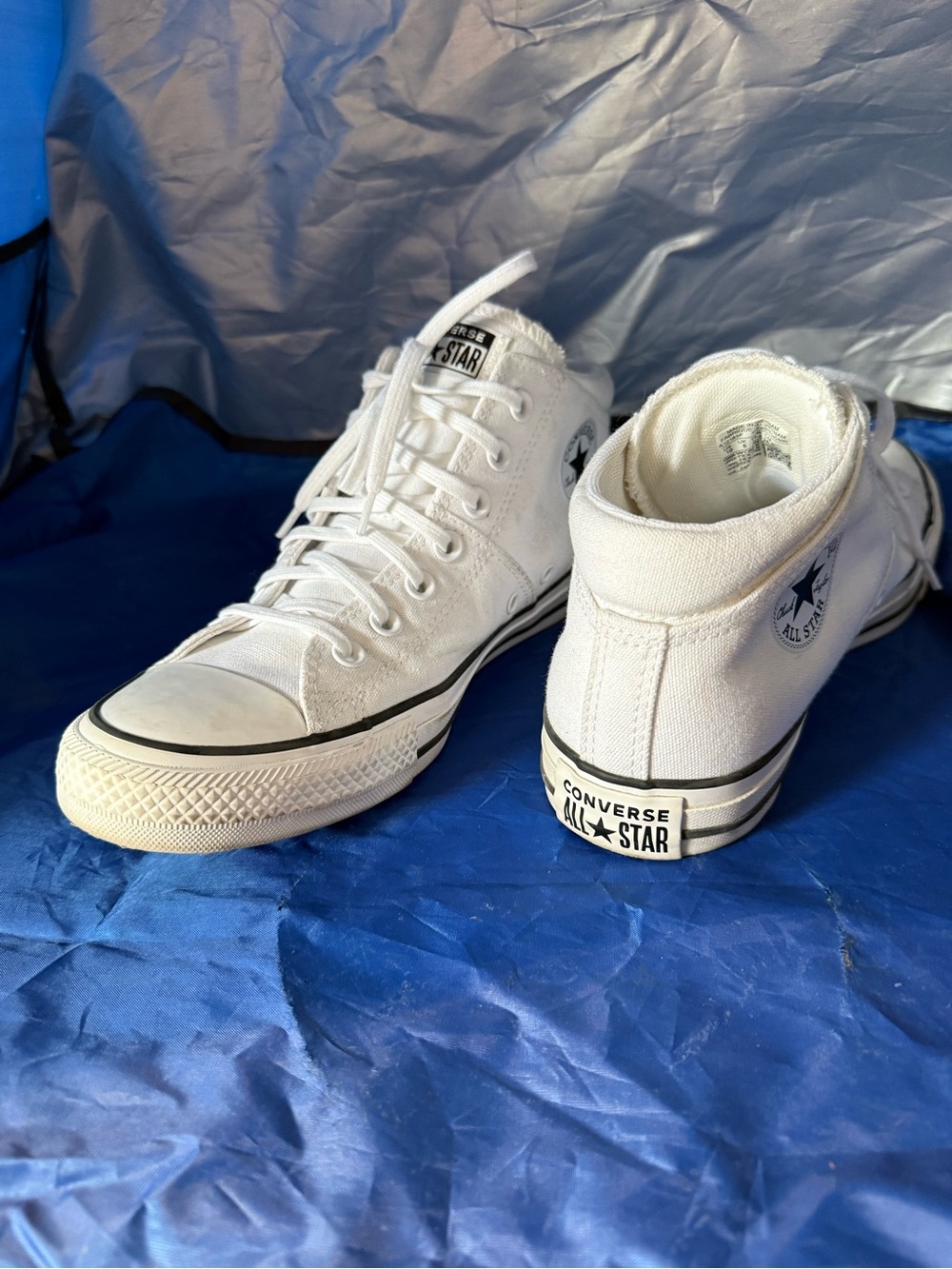 Converse White and Black Trim High-Top Canvas Sneakers Converse ALL*STAR